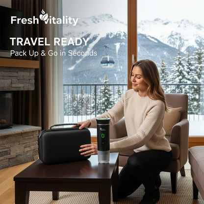 Fresh Vitality Ultimate Travel Kit | Machine + Stand + Case (+ FREE Velvet Bag)