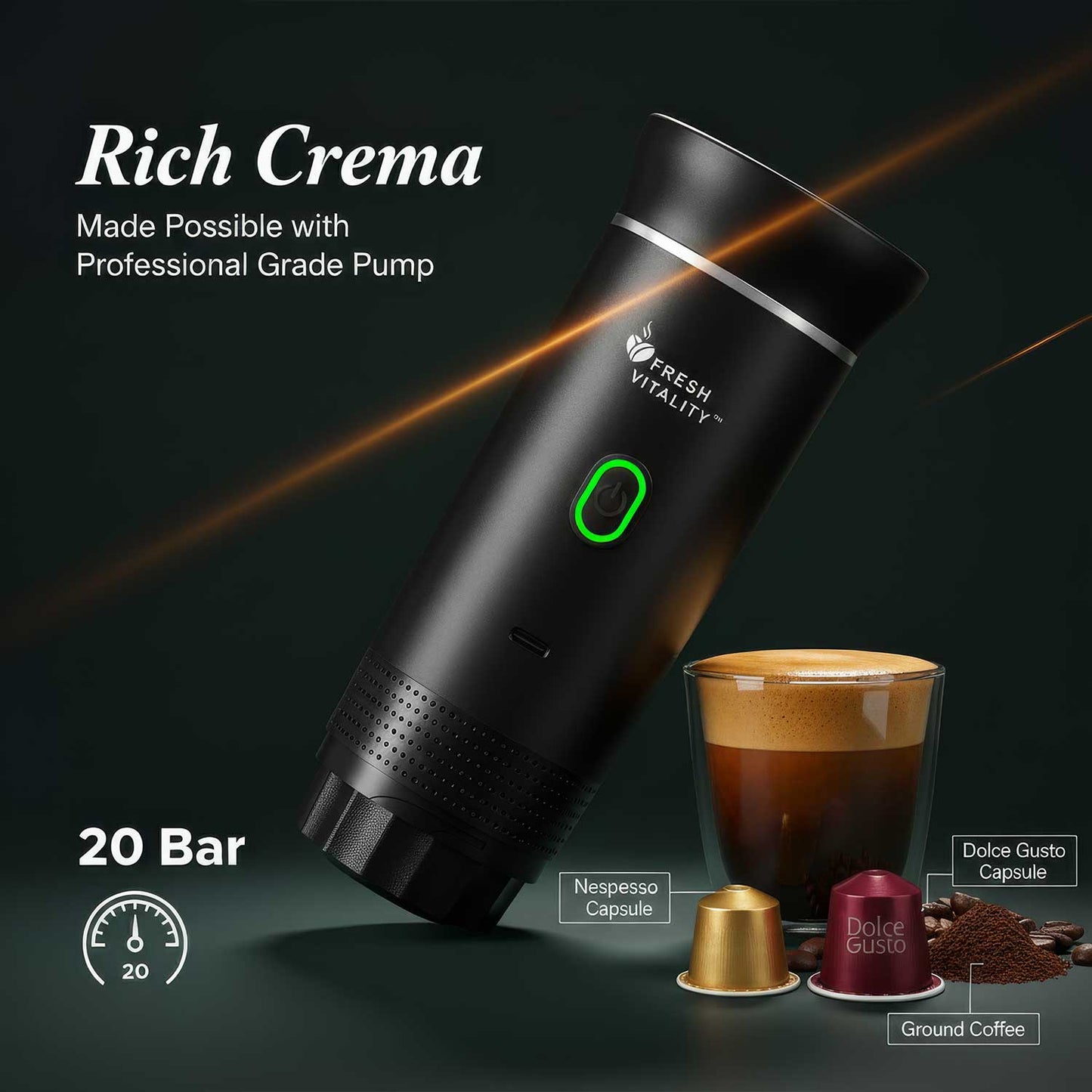 Fresh Vitality Ultimate Travel Kit | Machine + Stand + Case (+ FREE Velvet Bag)